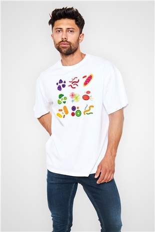 Mikrobiyolog Beyaz Unisex Oversize Tişört T-Shirt