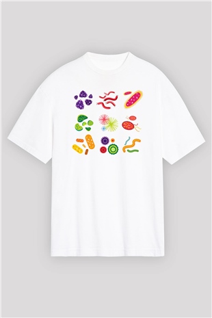 Mikrobiyolog Beyaz Unisex Oversize Tişört T-Shirt