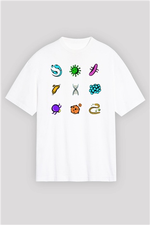 Mikrobiyolog Beyaz Unisex Oversize Tişört T-Shirt