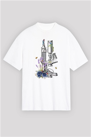 Mikrobiyolog Beyaz Oversize Tişört Oversize T-shirt - TişörtFabrikası