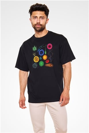 Mikrobiyolog Siyah Unisex Oversize Tişört T-Shirt