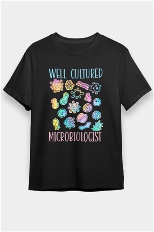 Mikrobiyolog Siyah Unisex Tişört T-Shirt - TişörtFabrikası