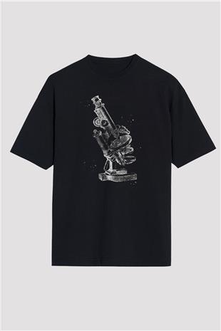 Mikroskop Baskılı Unisex Oversize Tişört - Tshirt
