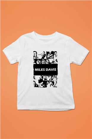 Miles Davis Baskılı Beyaz Unisex Beyaz Çocuk Tişört - Tshirt