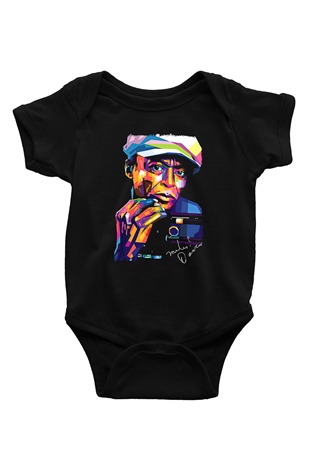 Miles Davis Baskılı Unisex Siyah Bebek Body - Zıbın