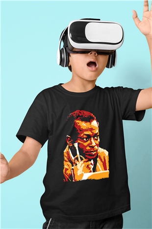 Miles Davis Baskılı Unisex Siyah Çocuk Tişört - Tshirt