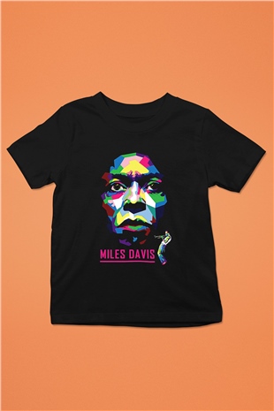 Miles Davis Baskılı Unisex Siyah Çocuk Tişört - Tshirt