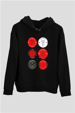 Miles Davis Baskılı Unisex Siyah Kapüşonlu Sweatshirt