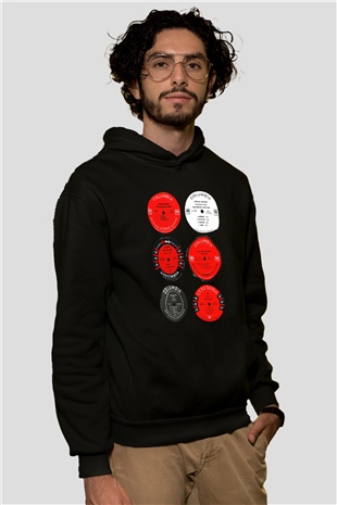 Miles Davis Baskılı Unisex Siyah Kapüşonlu Sweatshirt
