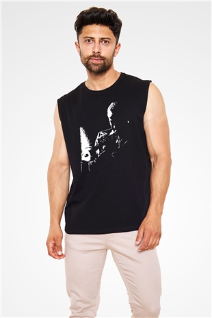 Miles Davis Baskılı Unisex Siyah Kolsuz Tişört - Tshirt