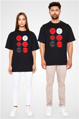 Miles Davis Baskılı Unisex Siyah Oversize Tişört - Tshirt