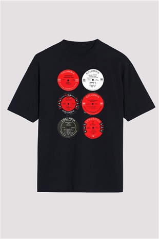 Miles Davis Baskılı Unisex Siyah Oversize Tişört - Tshirt