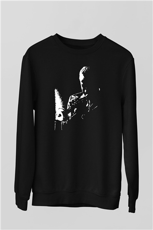 Miles Davis Baskılı Unisex Siyah Sweatshirt