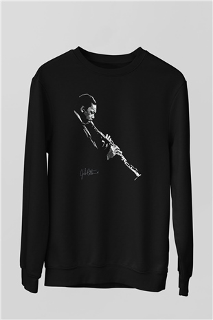 Miles Davis Baskılı Unisex Siyah Sweatshirt