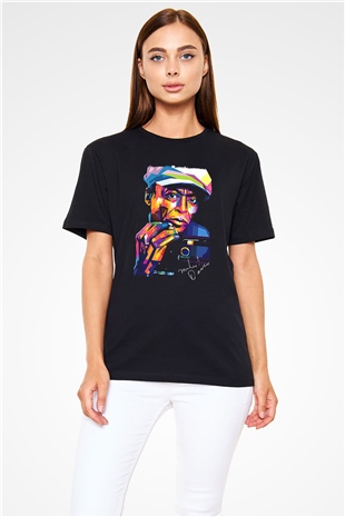 Miles Davis Baskılı Unisex Siyah Tişört - Tshirt