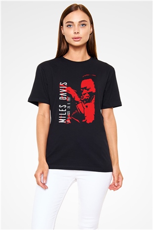 Miles Davis Baskılı Unisex Siyah Tişört - Tshirt