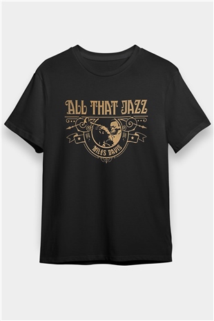 Miles Davis Baskılı Unisex Siyah Tişört - Tshirt