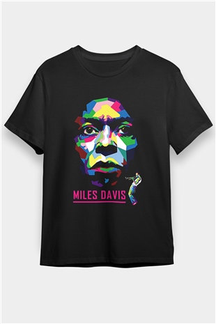 Miles Davis Baskılı Unisex Siyah Tişört - Tshirt
