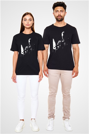 Miles Davis Baskılı Unisex Siyah Tişört - Tshirt
