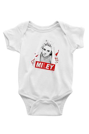 Miley Cyrus Baskılı Beyaz Unisex Bebek Body - Zıbın