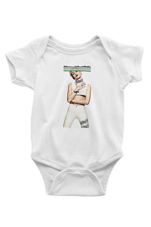 Miley Cyrus Baskılı Beyaz Unisex Bebek Body - Zıbın