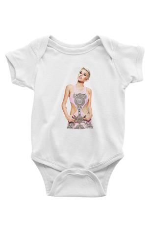 Miley Cyrus Baskılı Beyaz Unisex Bebek Body - Zıbın