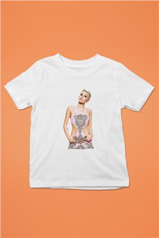 Miley Cyrus Baskılı Beyaz Unisex Beyaz Çocuk Tişört - Tshirt