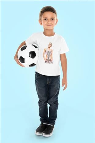 Miley Cyrus Baskılı Beyaz Unisex Beyaz Çocuk Tişört - Tshirt