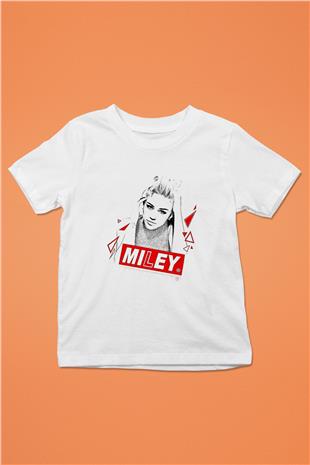 Miley Cyrus Baskılı Beyaz Unisex Beyaz Çocuk Tişört - Tshirt