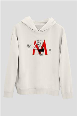 Miley Cyrus Baskılı Beyaz Unisex Kapüşonlu Sweatshirt