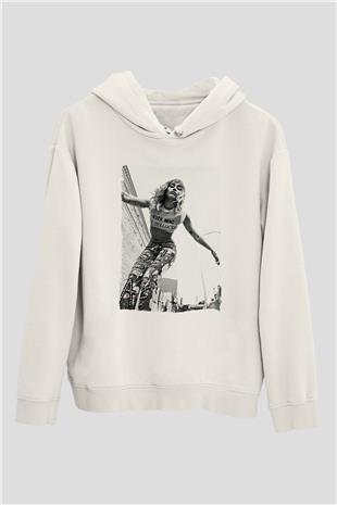 Miley Cyrus Baskılı Beyaz Unisex Kapüşonlu Sweatshirt