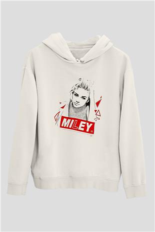 Miley Cyrus Baskılı Beyaz Unisex Kapüşonlu Sweatshirt