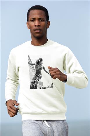 Miley Cyrus Baskılı Beyaz Unisex Sweatshirt