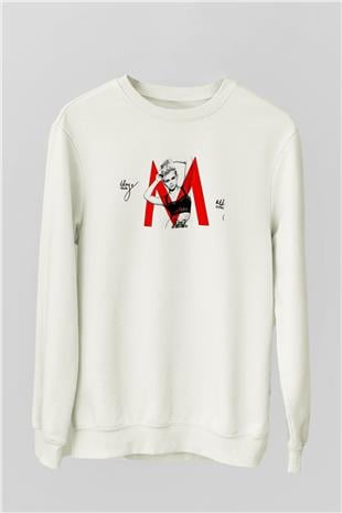 Miley Cyrus Baskılı Beyaz Unisex Sweatshirt