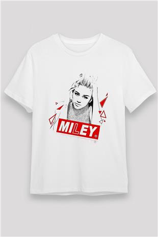 Miley Cyrus Baskılı Unisex Beyaz Tişört - Tshirt