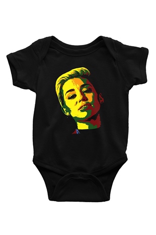 Miley Cyrus Baskılı Unisex Siyah Bebek Body - Zıbın