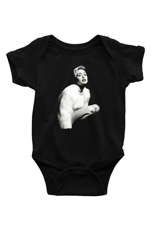 Miley Cyrus Baskılı Unisex Siyah Bebek Body - Zıbın