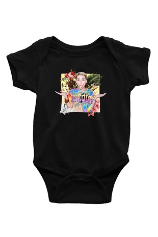 Miley Cyrus Baskılı Unisex Siyah Bebek Body - Zıbın