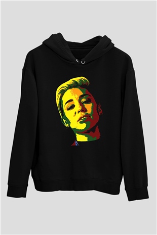 Miley Cyrus Baskılı Unisex Siyah Hoodie
