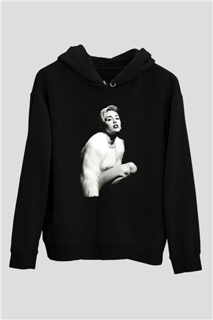 Miley Cyrus Baskılı Unisex Siyah Hoodie