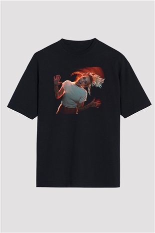 Miley Cyrus Baskılı Unisex Siyah Oversize Tişört - Tshirt