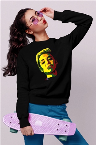 Miley Cyrus Baskılı Unisex Siyah Sweatshirt