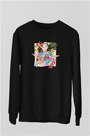 Miley Cyrus Baskılı Unisex Siyah Sweatshirt