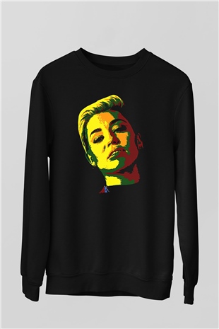 Miley Cyrus Baskılı Unisex Siyah Sweatshirt