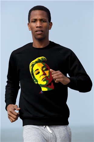 Miley Cyrus Baskılı Unisex Siyah Sweatshirt