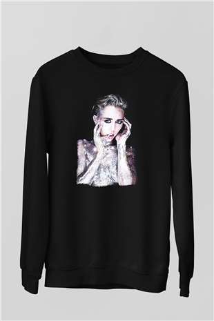 Miley Cyrus Baskılı Unisex Siyah Sweatshirt