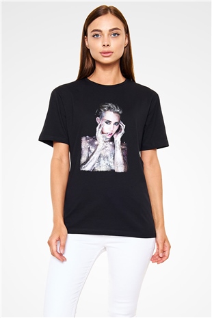 Miley Cyrus Baskılı Unisex Siyah Tişört - Tshirt