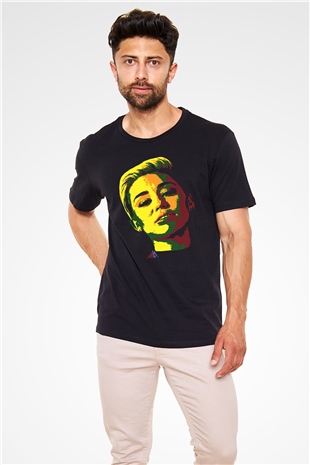 Miley Cyrus Baskılı Unisex Siyah Tişört - Tshirt