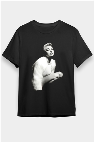 Miley Cyrus Baskılı Unisex Siyah Tişört - Tshirt