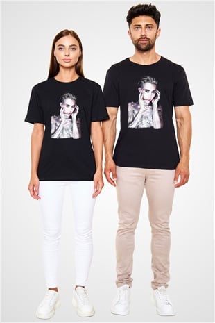 Miley Cyrus Baskılı Unisex Siyah Tişört - Tshirt